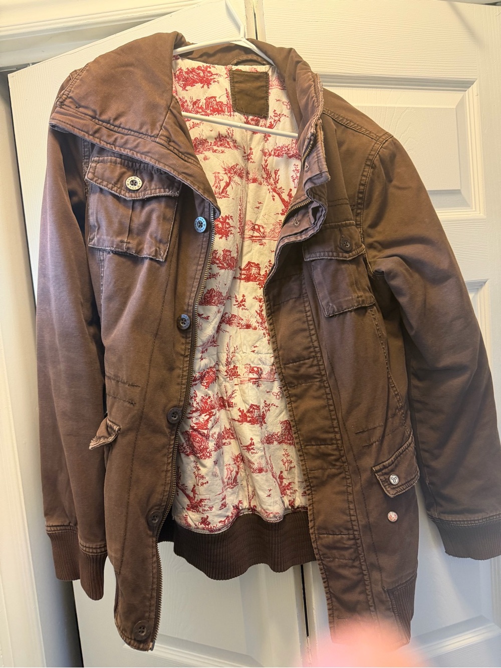 TNA Brown Utility Jacket with Printed Lining